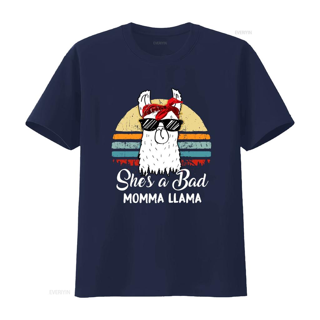 Funny Shes a Bad Momma Llama T Shirt Retro Design Fit for Moms Mamas Grandmas Perfect Idea vintage Washed fashion Unisex