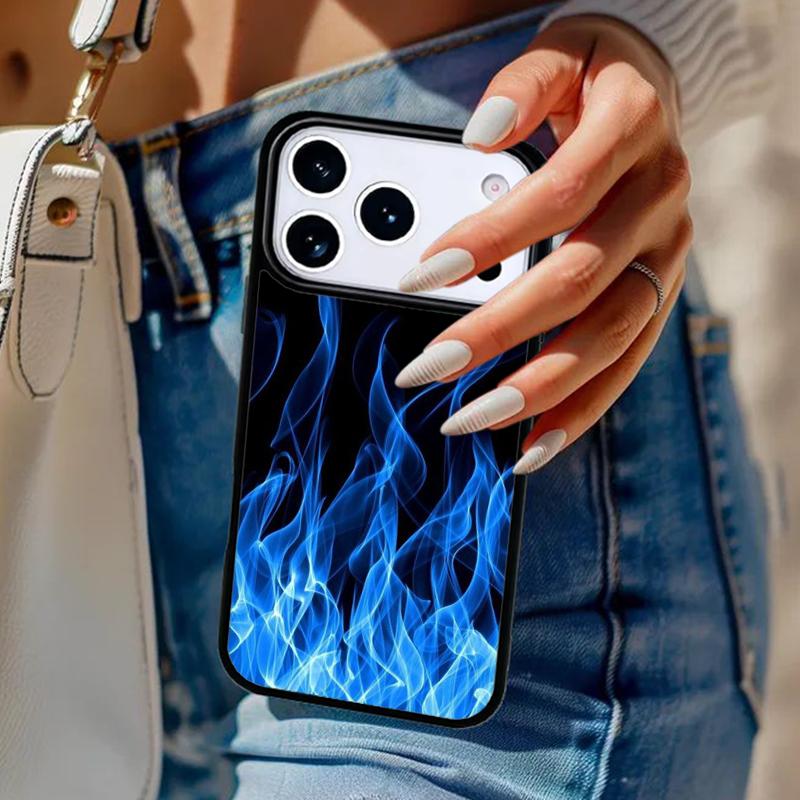 Красный Синий Огненный Чехол Для Телефона Для iPhone 17 Air 14 15 13 12 Max Чехол Для Apple 16e 11 Pro Max Plus Coque