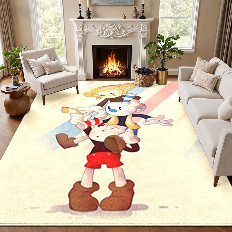 Cuphead Carpet Door Mat for Living Room or Bedroom Protective Mat Under Chair Office Decoration Christmas Gift Birthday Present