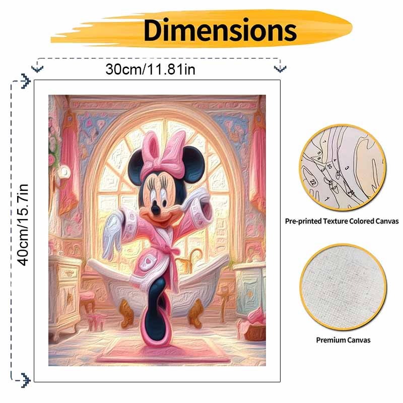 Disney Minnie Mouse Bath robe oil painting art painting kit handmade diy gift home decoration wall decor relaxing aesthetic art kit