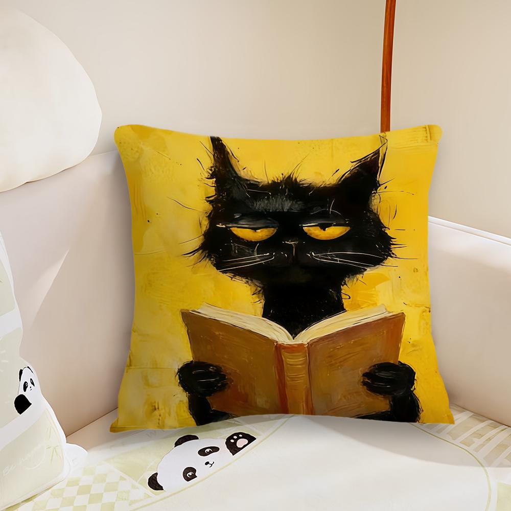 Black Cat Art cushion cover Pillow Case Plush Fabric Soft Double Sided Print Sofa Cushion Cover Throw Pillow Covers