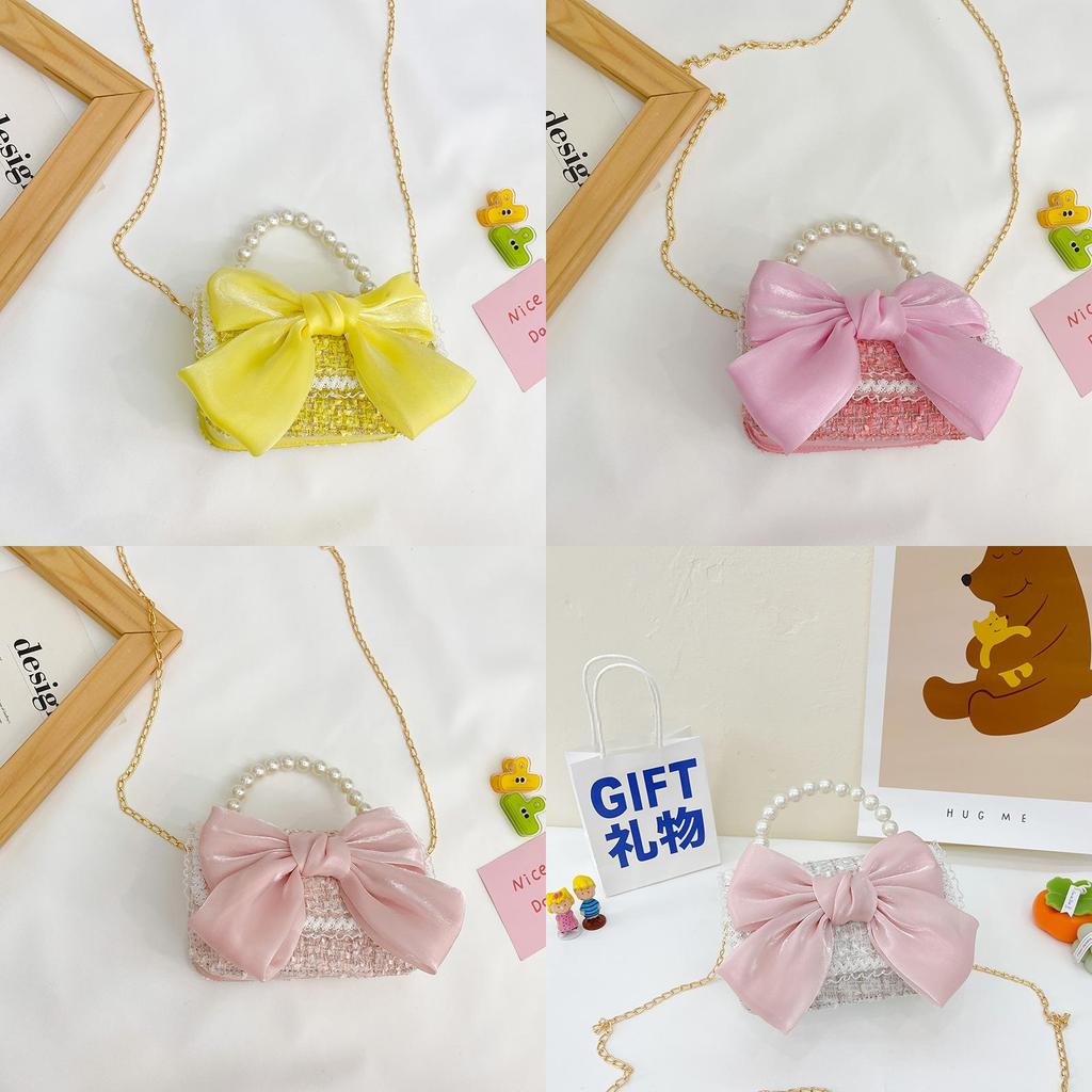 Девочки в стиле принцессы Шерстяная хлопковая сумочка с жемчужными деталями и украшением в виде бабочки на каждый день