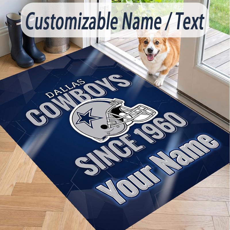 Custom Text Printed Rug Dallas Cowboys Non Slip Floor Carpet For Home Room Decor