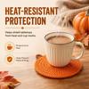 4Pcs Pumpkin Crochet Coasters, Handmade Knitted Cup Mats for Fall Decor, Halloween Table Accessories & Rustic Home Decoration