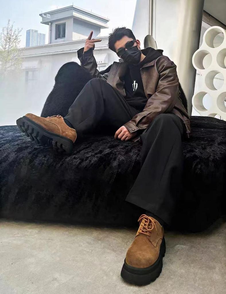 Fashion NEW Leather Autumn Platform Shoes for Men Women Fashion Casual New Designer Brown Derby Shoes Male Low Top Work Ankle Boots Men