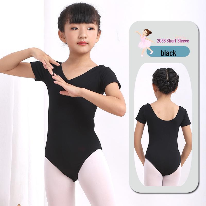 Летний балетный танцевальный купальник для девочек - гимнастический комбинезон с короткими рукавами для обучения детей китайским танцам