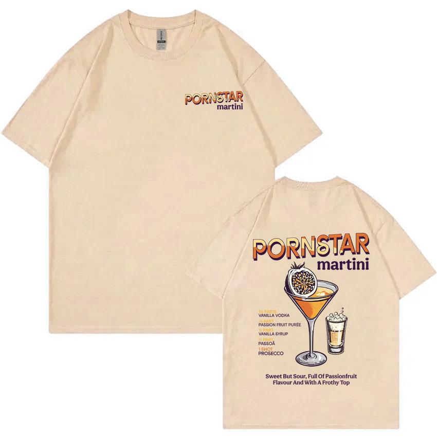 Забавная футболка с графикой коктейля Pornstar Martini для мужчин и женщин, винтажная, оверсайз, уличная, унисекс, из мягкого хлопка, с коротким рукавом