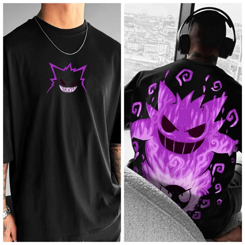 Pokémon Animation Derivatives Pattern Printing T-shirt Men's Women's 2025 Summer Oversize Loose Cotton Street Trend Brand Top