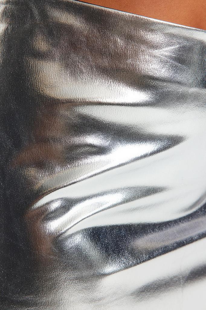 Women's Plus Size Skirt Silver Shiny Mini Woven Skirt