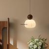 Adjustable Walnut Grain Mid-Century French Style Pendant Light for Bedroom, Hallway, or Entryway