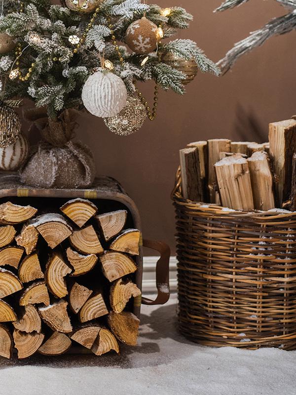 Firewood Display Ornament for Fireplace, Window, or Coffee Shop Decor