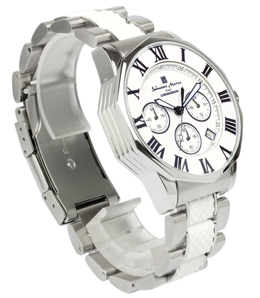 Часы-хронограф Водонепроницаемость до 10 АТМ Деловой Формальный Итальянский Бренд Ограниченная Модель SM15104 x [Salvatore Mara] Мужские (Белый Синий) [Элемент]