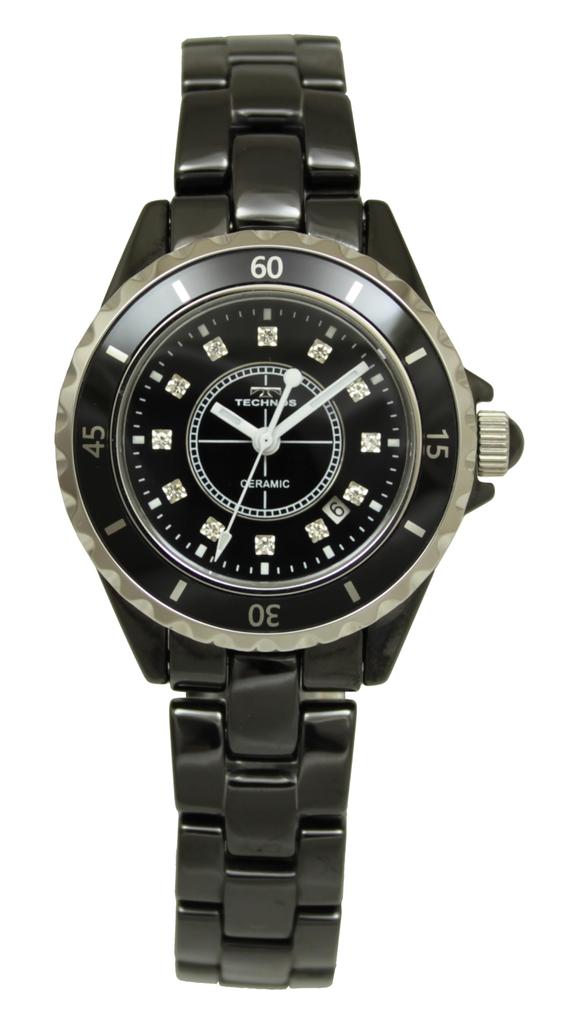 Женские часы Technos T9930BB Ceramic Date Black,