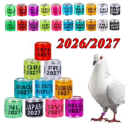 100 шт. Кольца для ног голубей 2026/2027 года, разноцветные, с номером, для тренировки, гонок, идентификации, 10 цветов