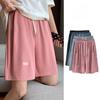 Летние женские шорты с высокой эластичной талией, спортивные брюки длиной до колена, широкие свободные повседневные брюки