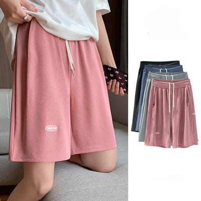 Летние женские шорты с высокой эластичной талией, спортивные брюки длиной до колена, широкие свободные повседневные брюки