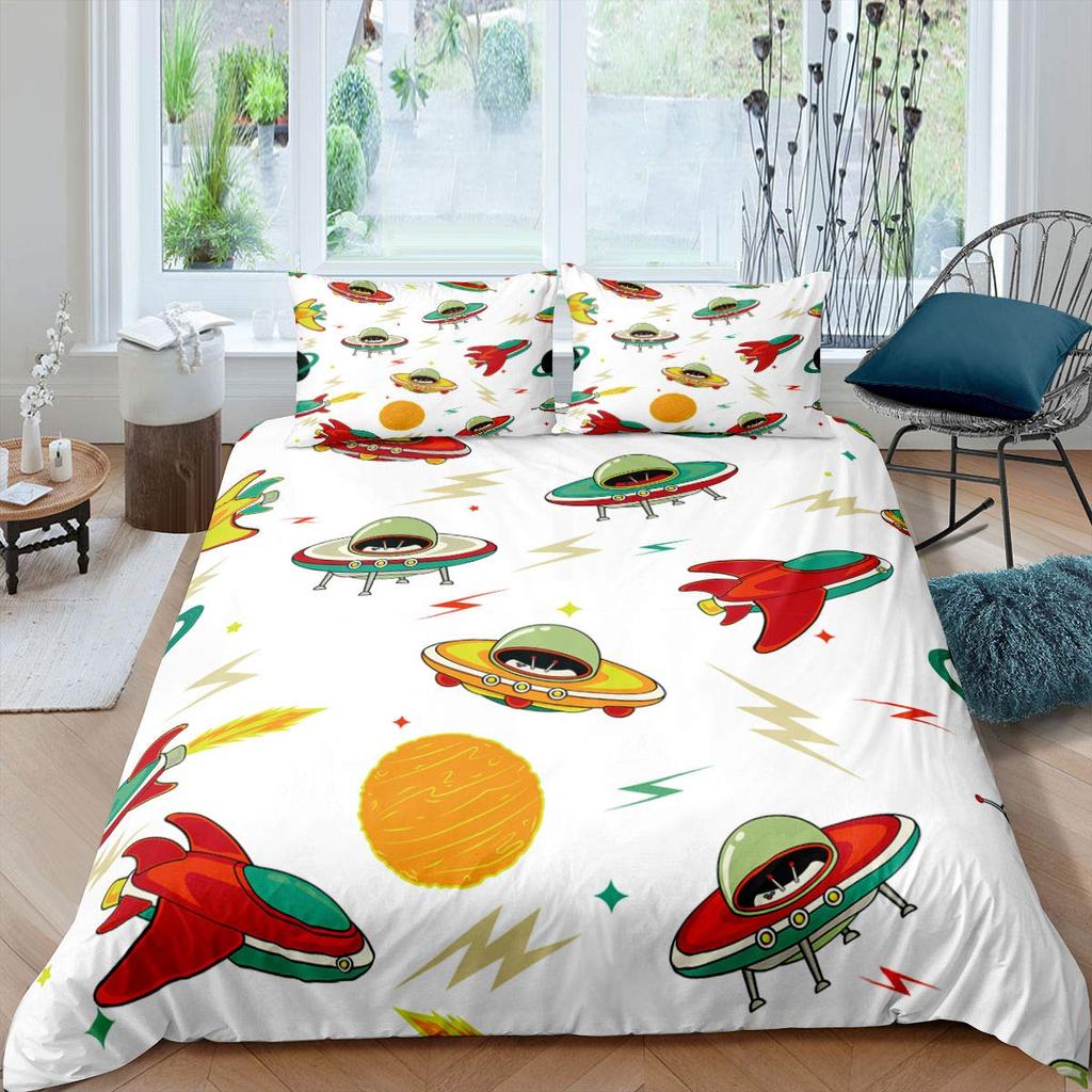 Пододеяльник с изображением мультяшного самолета для мальчиков и детей, радуга, облака, звездное небо, комплект постельного белья для малышей, самолеты, милый белый полиэстер, пододеяльник