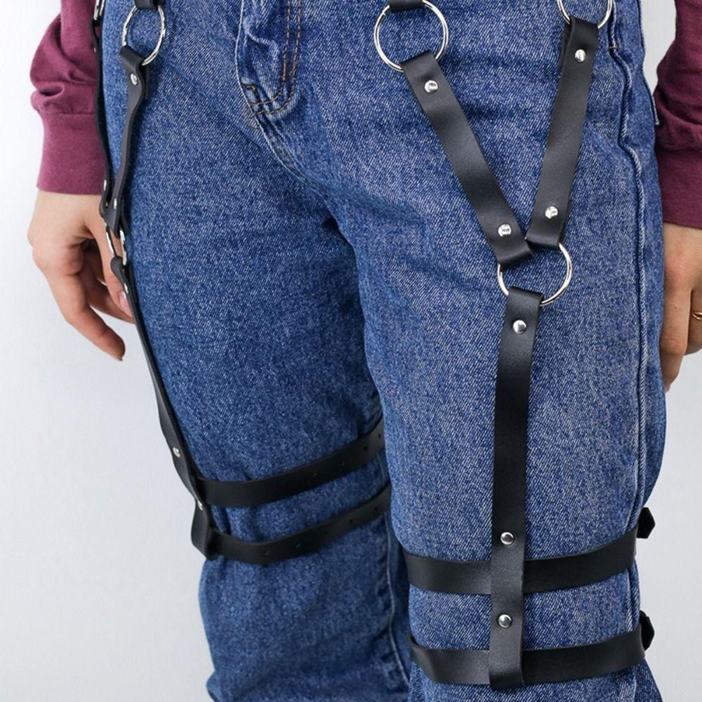 PU Leather Hollow Belt for Pants Strap Buckle Body Harness Belt  Waist Accessories