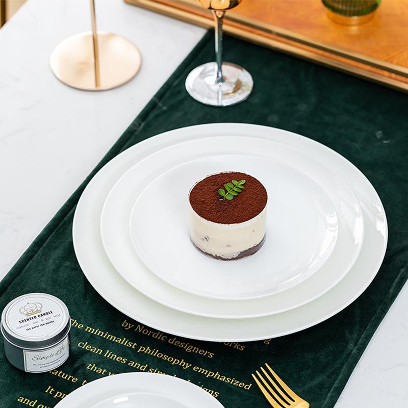 Костяная тарелка Керамическая белая фарфоровая тарелка Костяной фарфор Отель Ресторан Легкая тарелка Домашняя тарелка для западной кухни Чисто белая тарелка