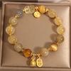Golden Rutilated Quartz, Moonstone & Tiger's Eye Bracelet for Women - Pi Xiu Gift for Girlfriend or Best Friend