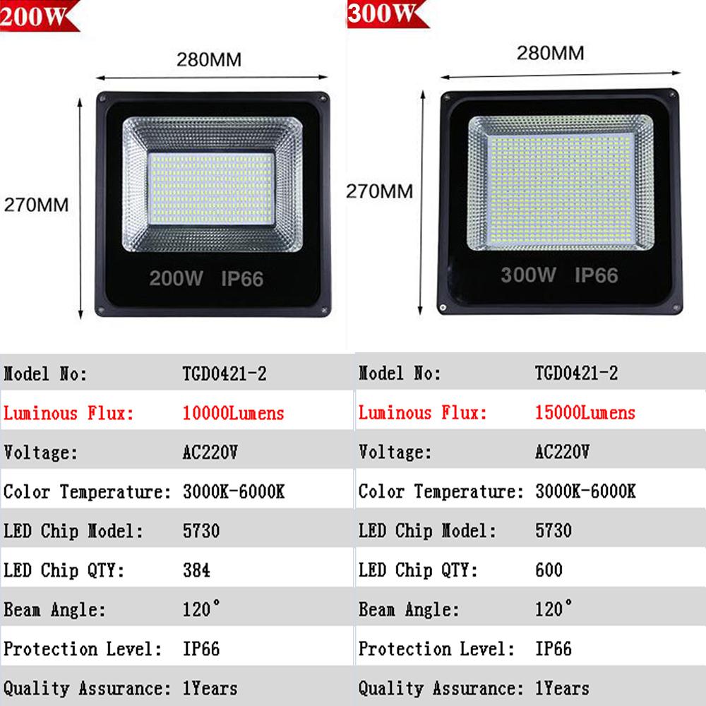 LED Flood Light 30W 50W 100W 150W 200W 300W 400W 500W High power AC220V Waterproof IP66 Spotlight Outdoor Garden Lamp Lighting