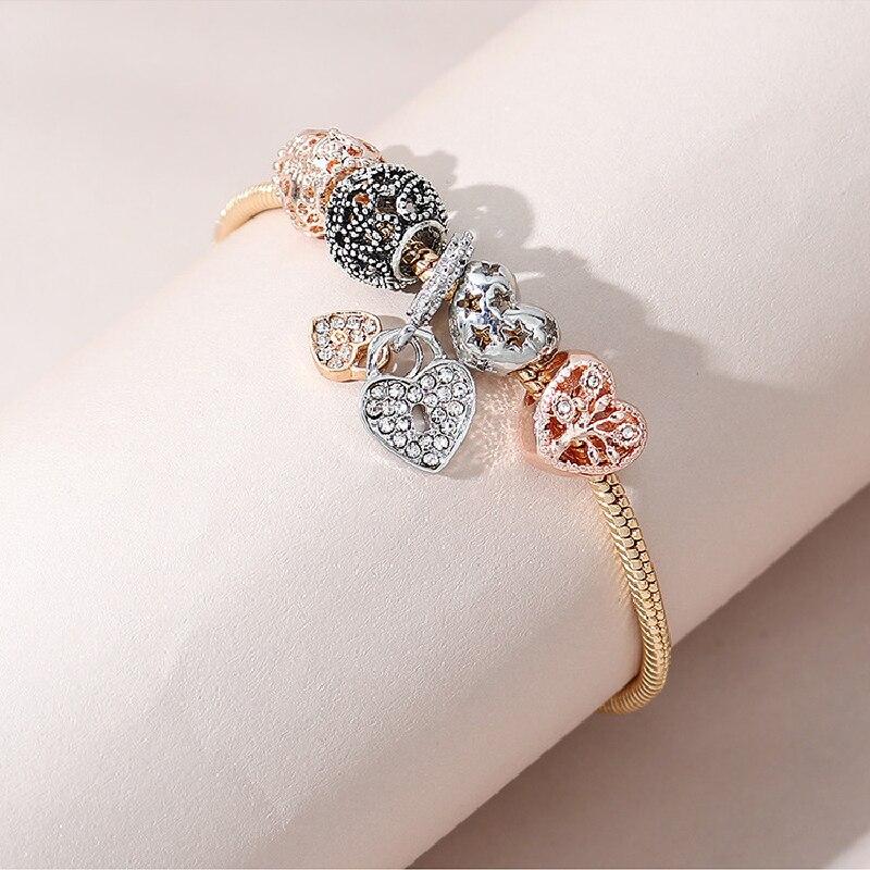 1 шт. Браслет в форме сердца «Дерево жизни» для женщин, модные трендовые украшения, медная цепочка, бусины своими руками