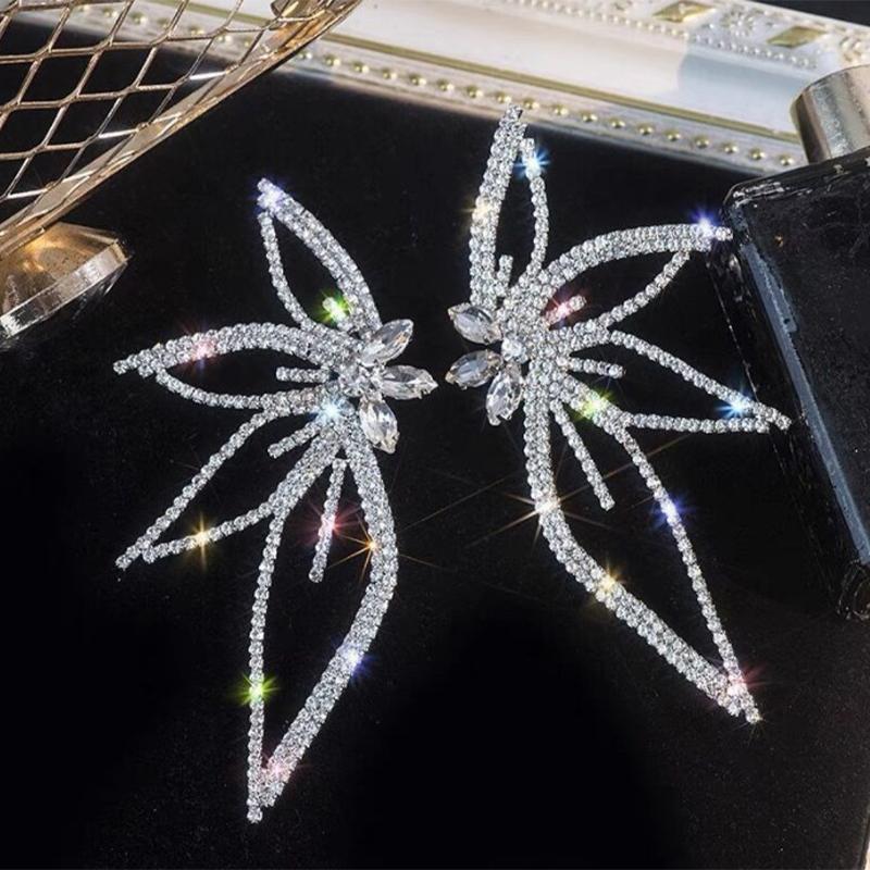 Роскошные модные преувеличенные серьги-гвоздики с кленовым листом из циркония для женщин, индивидуальное заявление, ювелирные изделия, подарок Pendientes Mujer