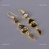 Натуральный дымчатый кварц, позолоченные, модные свисающие серьги, гальванопластика, ювелирные изделия V-115