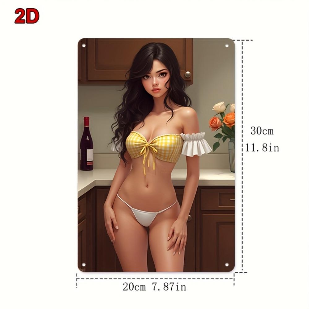 Винтажная металлическая жестяная табличка с рисунком бикини 8x12 дюймов, текстура сетки, настенное искусство - прочный декор для дома, бара, кафе, офиса, спальни, ретро