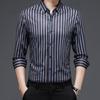 Весна и осень, новая мужская рубашка с длинными рукавами, деловая повседневная модная мужская рубашка с вертикальным полосатым принтом