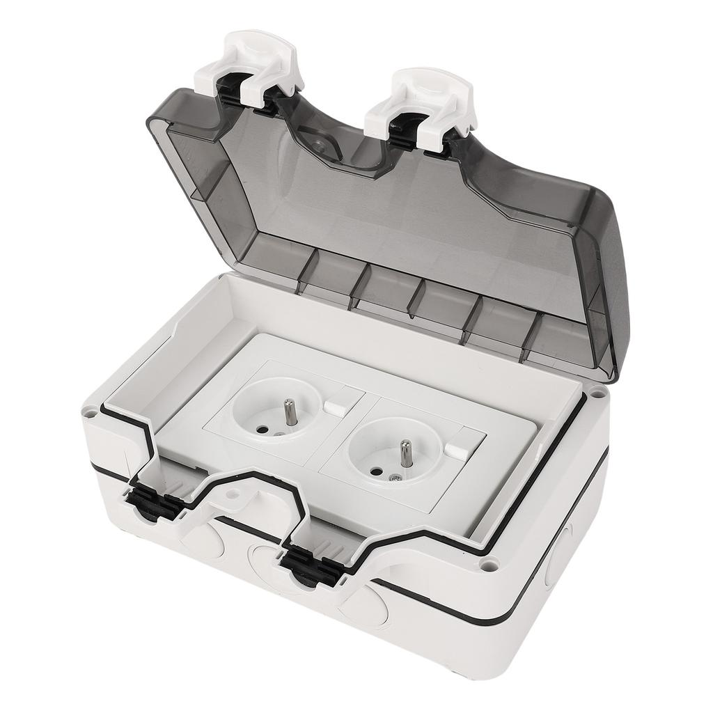 Outdoor Rainproof Socket French Standard Double Outlets with Switch Power Accessories 250V 16A