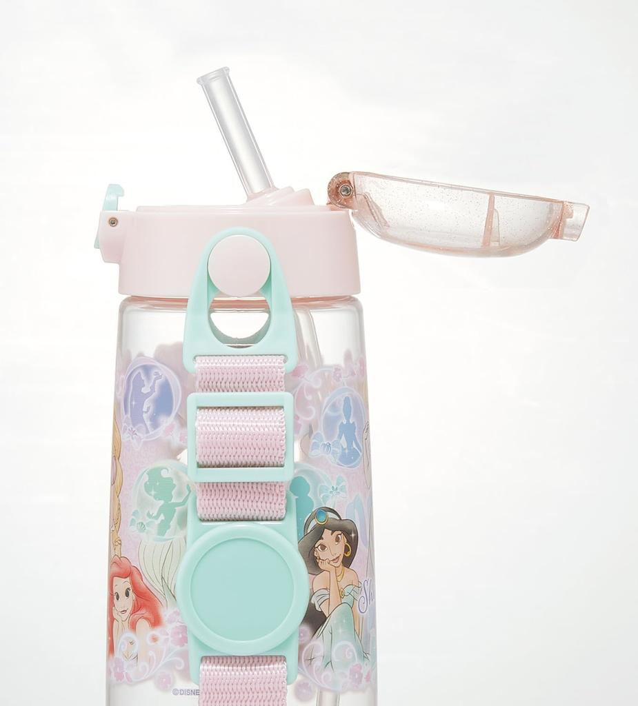 Skater Бутылка для воды с трубочкой Прозрачная бутылка 480 мл Силиконовая Disney Princess 25 Девочек PDSH5 Детская