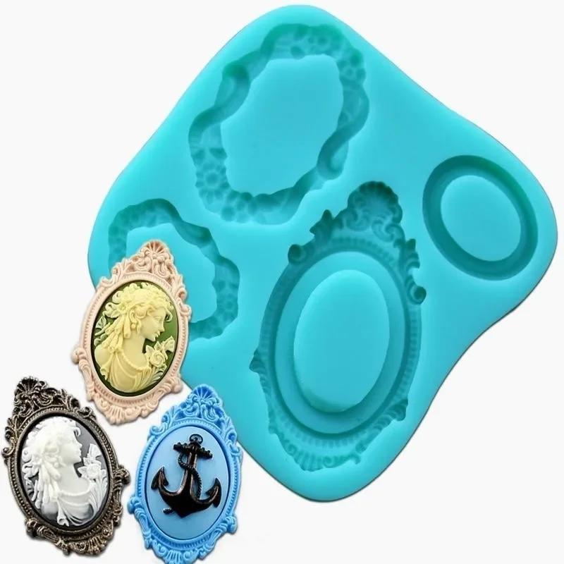 Винтажная прямоугольная рамка, креативная ручная работа, силиконовая 3D-форма для зеркальной рамы, инструменты для украшения торта, аксессуары для помадки