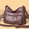 Soft Leather Bag Women's Multi-Layer Mother Bag Large Capacity Shoulder Crossbody Bag