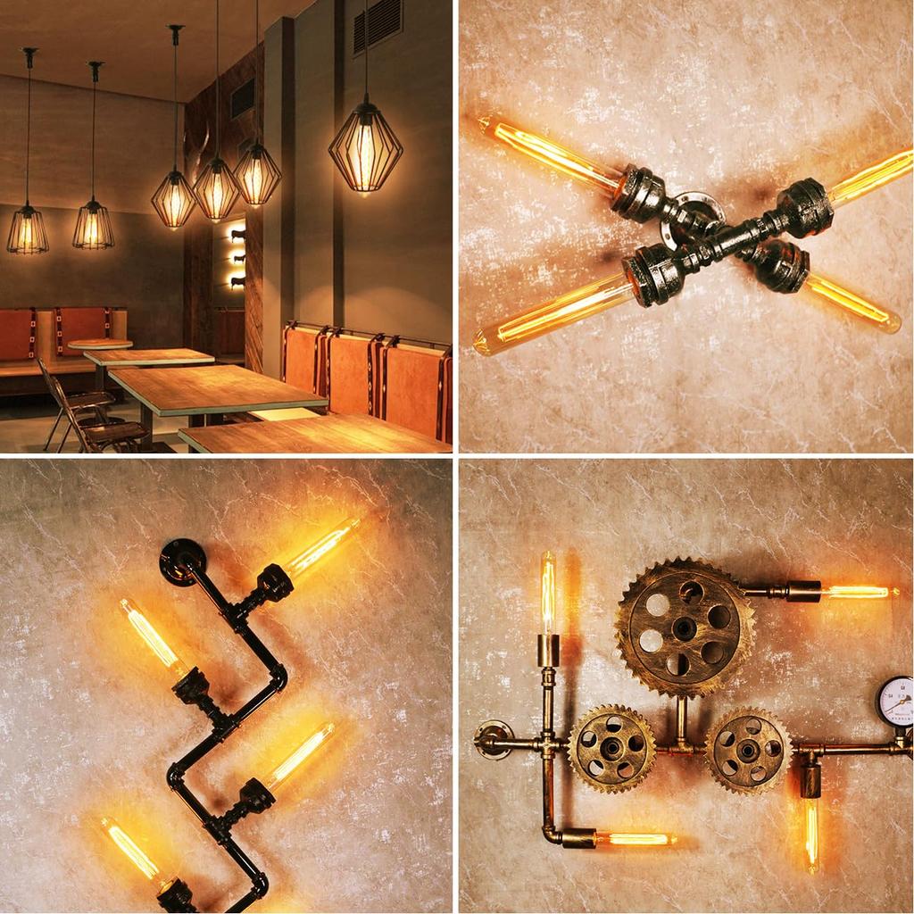 LVWIT T32 Brown Retro Filament Bulbs, E26 Base, 720LM, 6W (55W Equivalent), 2500K Warm White, Non-Dimmable, Pack of 4