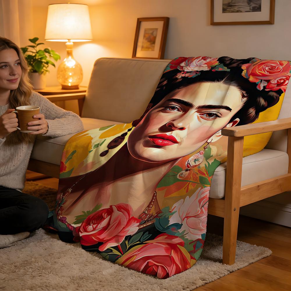 Throw High-Density Short Plush Blanket For Sofa Nap Air-Conditioned Room Soft Skin-Friendly Frida Kahlo