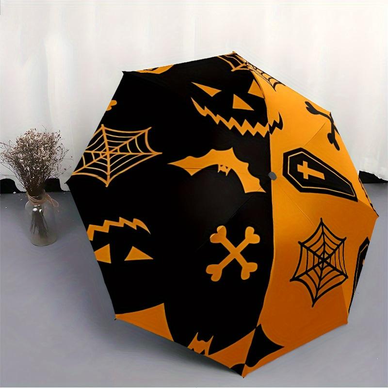 1pc Halloween Spooky Automatic Open 8-Rib Windproof Umbrella, Travel & Commuting, Suitable for All Seasons
