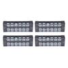 Terminal Strip Dual Row Screw Clamp High Current Wire Terminal Block with Cover 600V 25A 4pcs 6