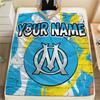 Custom Name,Olympique de Marseille Printed Flannel Blanket, soft throw for bedroom sofa, washable, Christmas present, great gift.