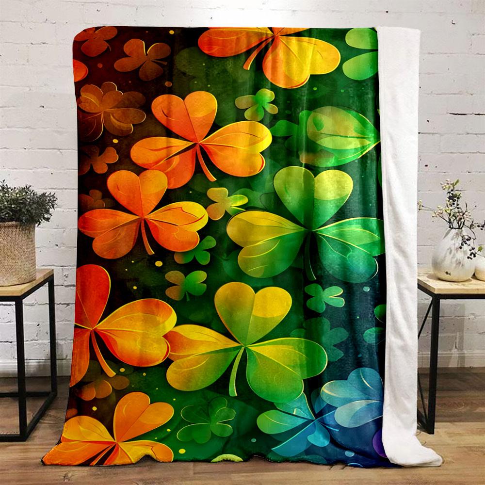 Colorful Shamrock Pattern print blanket soft and cozy perfect for the living room bed sofa or a nap,gift