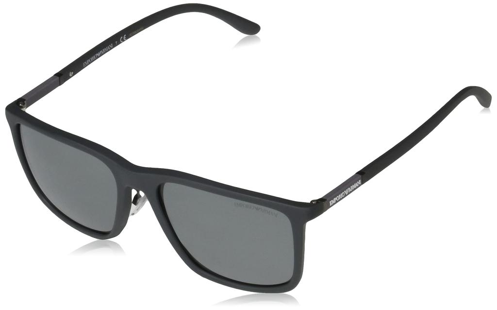 Emporio Armani EA4161F Men's Sunglasses, Matte Grey/Grey Mirror Silver Lens, Size 58