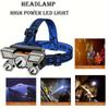LED Strong Light Five Head Airplane Head Wearable Riding Light Outdoor Camping Fishing Headlight Long Endurance 4 Illumination Modes