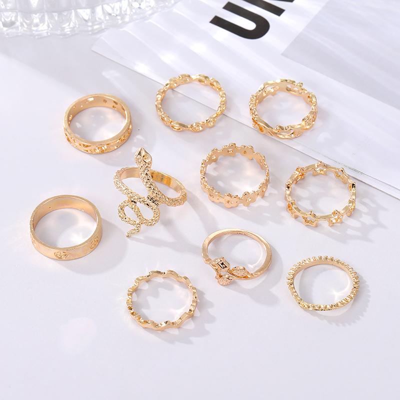 Ювелирные изделия с животными, набор колец в форме змеи из 10 предметов