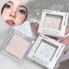 Матовая пудра-хайлайтер в оттенке Белый-Натуральный 3D Осветляющие тени для век Стойкая палетка для макияжа глаз Осветляет лицо Сияющий блеск