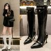 Sexy Knee High Boots Winter Boots Brand Design Super High Thin Heels With Rivet Retro Fashion Cool Women Shoes Big Size 46