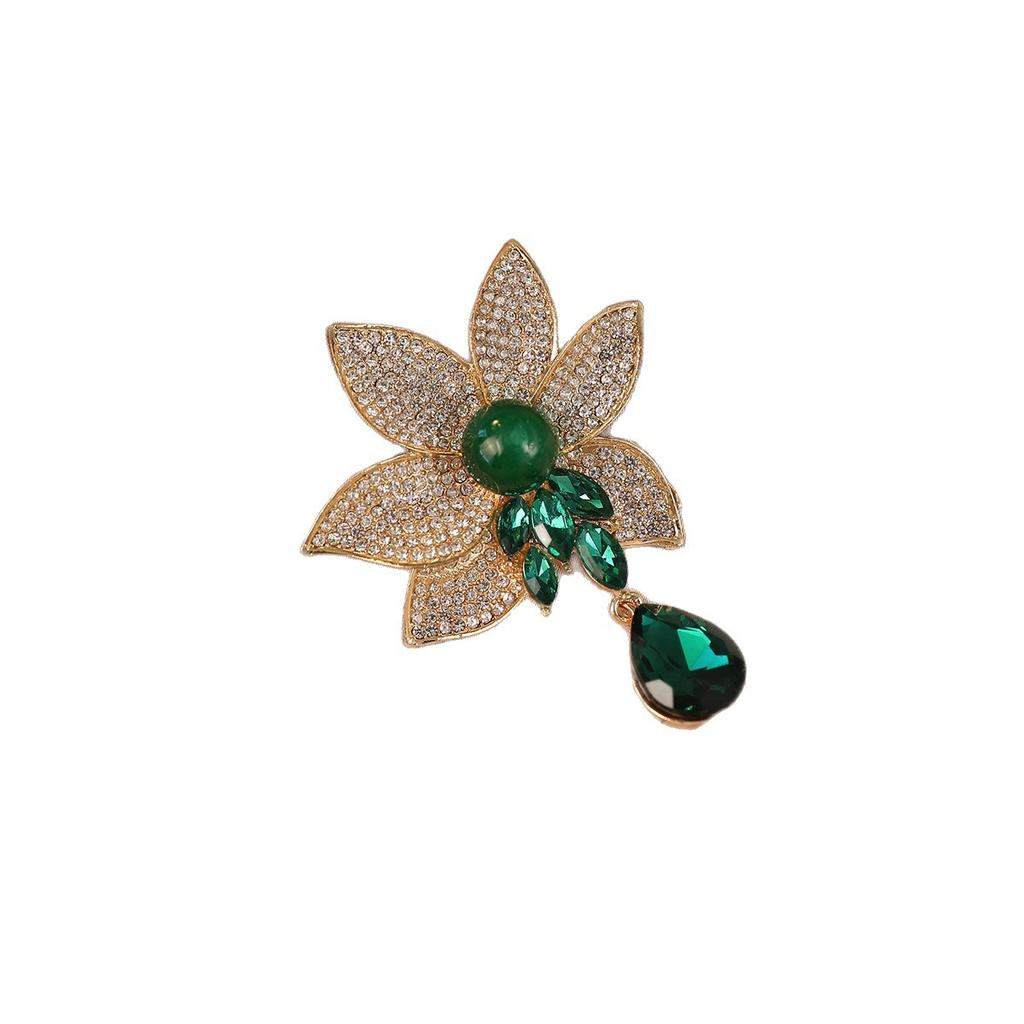 Elegant Lotus Tassel Brooch Design Sense Niche Accessory Brooch Women's Anti-glare Brooch