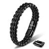 Mens Bracelets 23cm Black Bracelet Men Cowhide Braided Wrap Rope Man Mans Male Boy Boys Mens Bracelets Band Jewelry Magnet Accessories