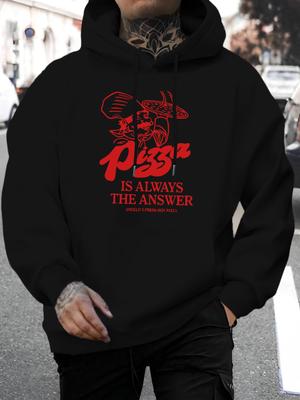 2026 Музыкальный Фестиваль Лето Новинки унисекс Повседневный Универсальный Стиль Модная Толстовка с Уникальным Рисунком Пиццы Веселый Дизайн Акценты Буквенный Дизайн Пат