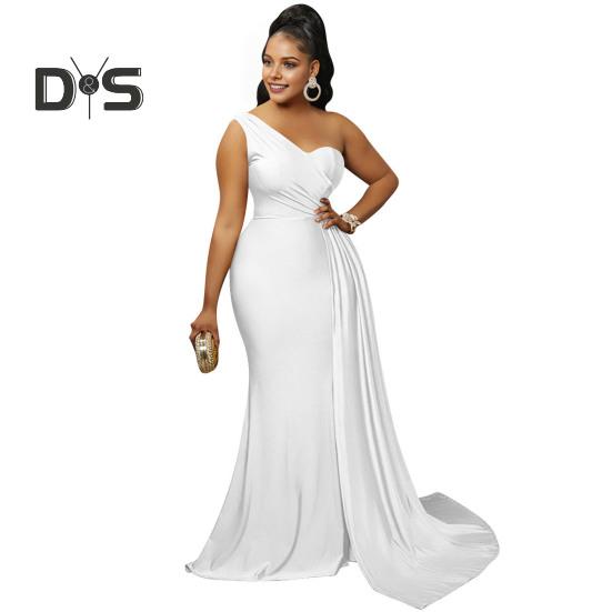 Женское вечернее платье на одно плечо без рукавов с разрезом по низу, однотонное плиссированное однотонное платье для выпускного вечера, коктейльное платье макси, бальное платье