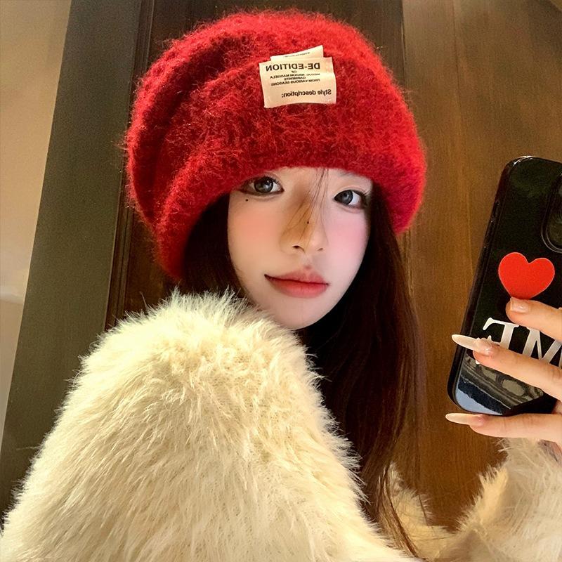 Осенне-зимние шапки женские большой окружности головы вязаные шапки модные универсальные шерстяные шапки флисовые наушники теплые холодные шапки